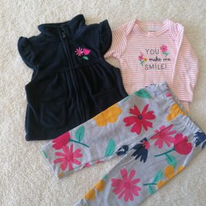 Conjunto 3 Piezas Flores Azul