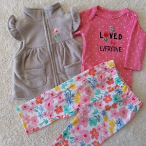 Conjunto 3 Piezas Flores Gris