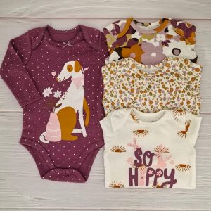 Pack 4 Bodys Manga Larga Perrita Burdeo